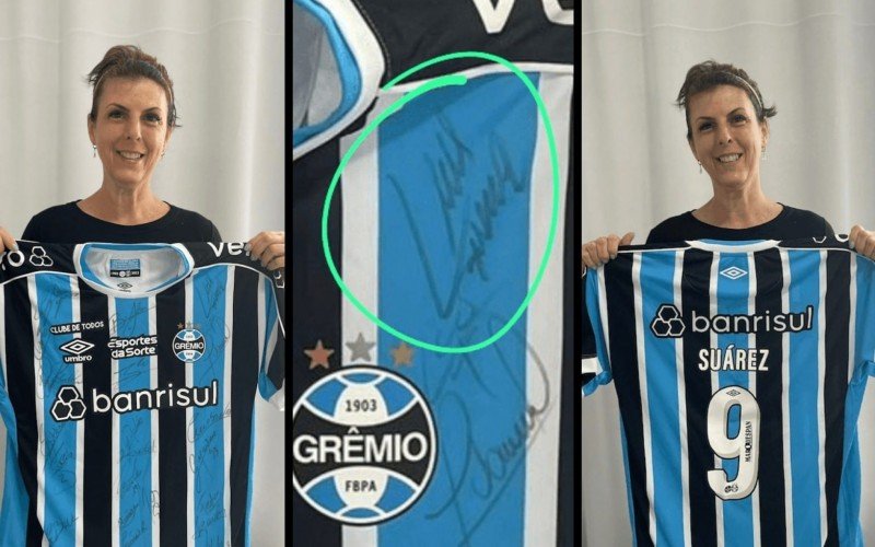 Janaína exibe camisa autografada por Suárez e que está sendo sorteada | abc+