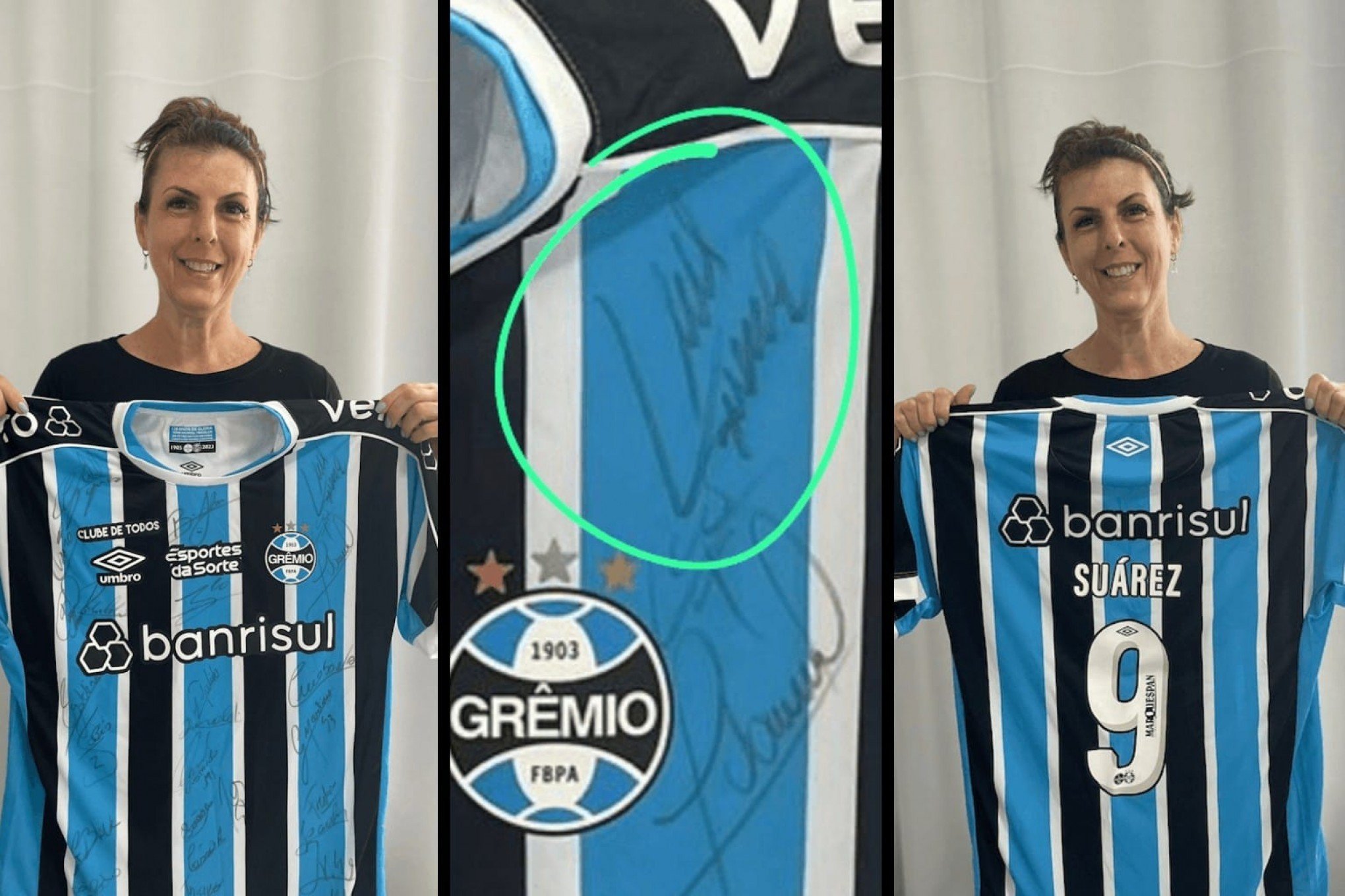 Camisa autografada por Suárez é sorteada para ajudar professora na luta contra o câncer
