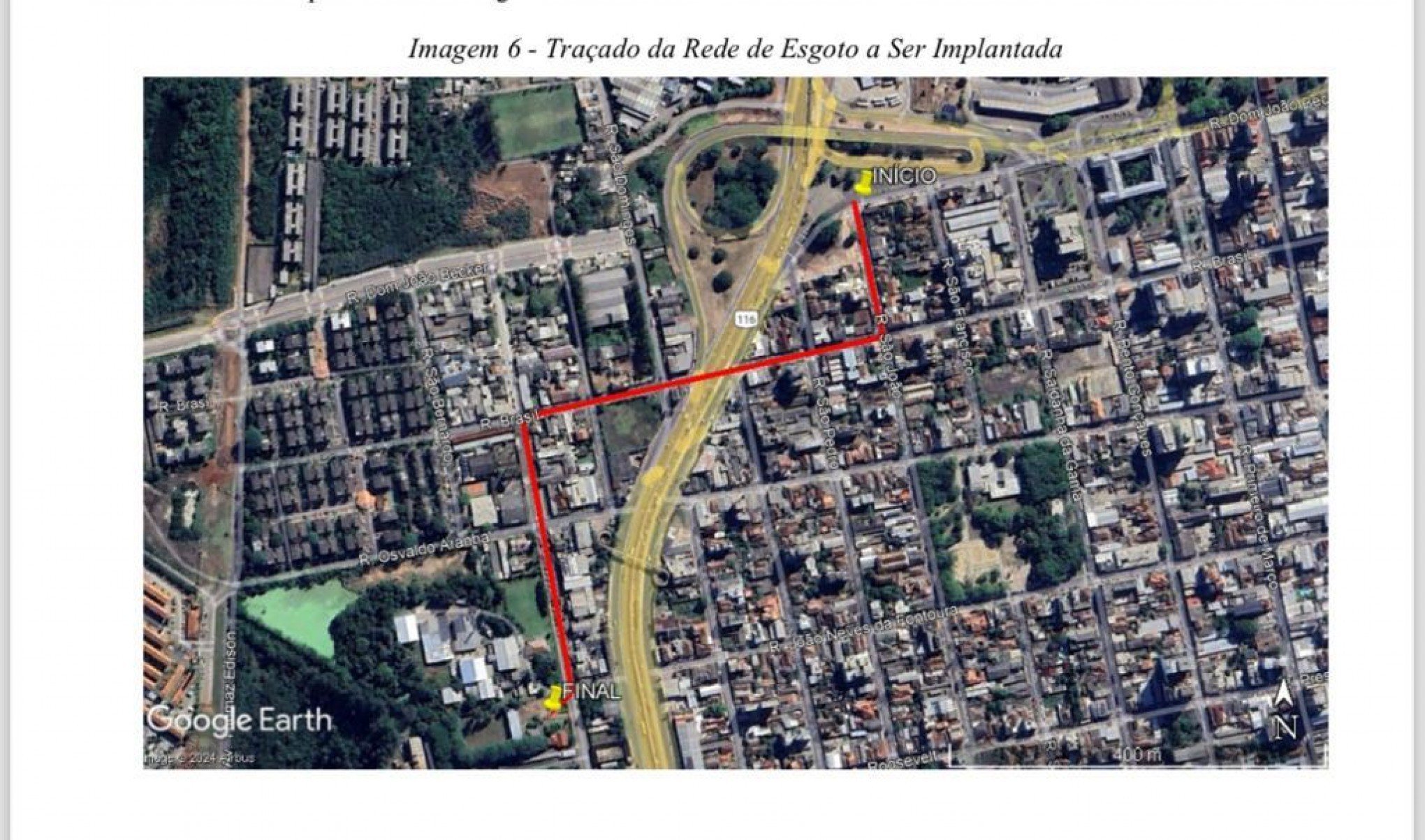 TraÃ§ado atual por onde vem sendo feita a obra do Semae