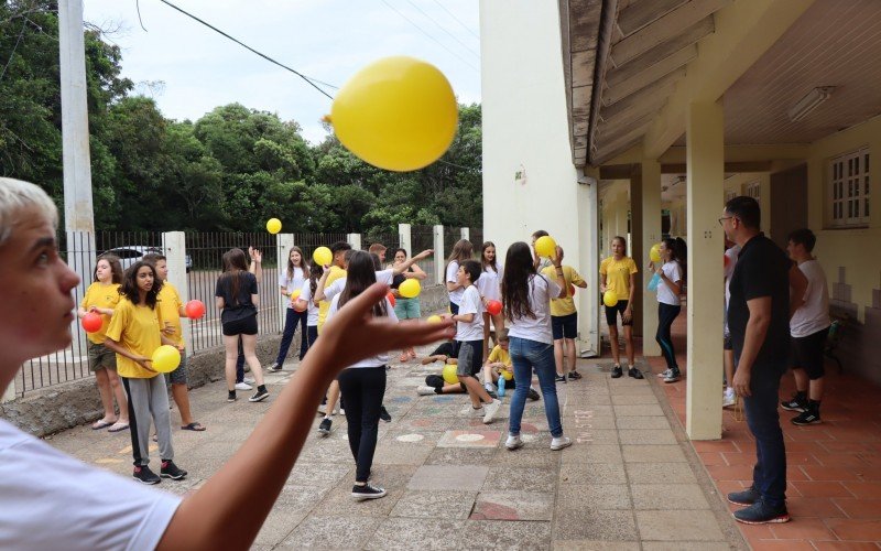 Volta Ã s aulas na rede municipal de Morro Reuter. Na Escola Edvino Bervian teve atividades de integraÃ§Ã£o 