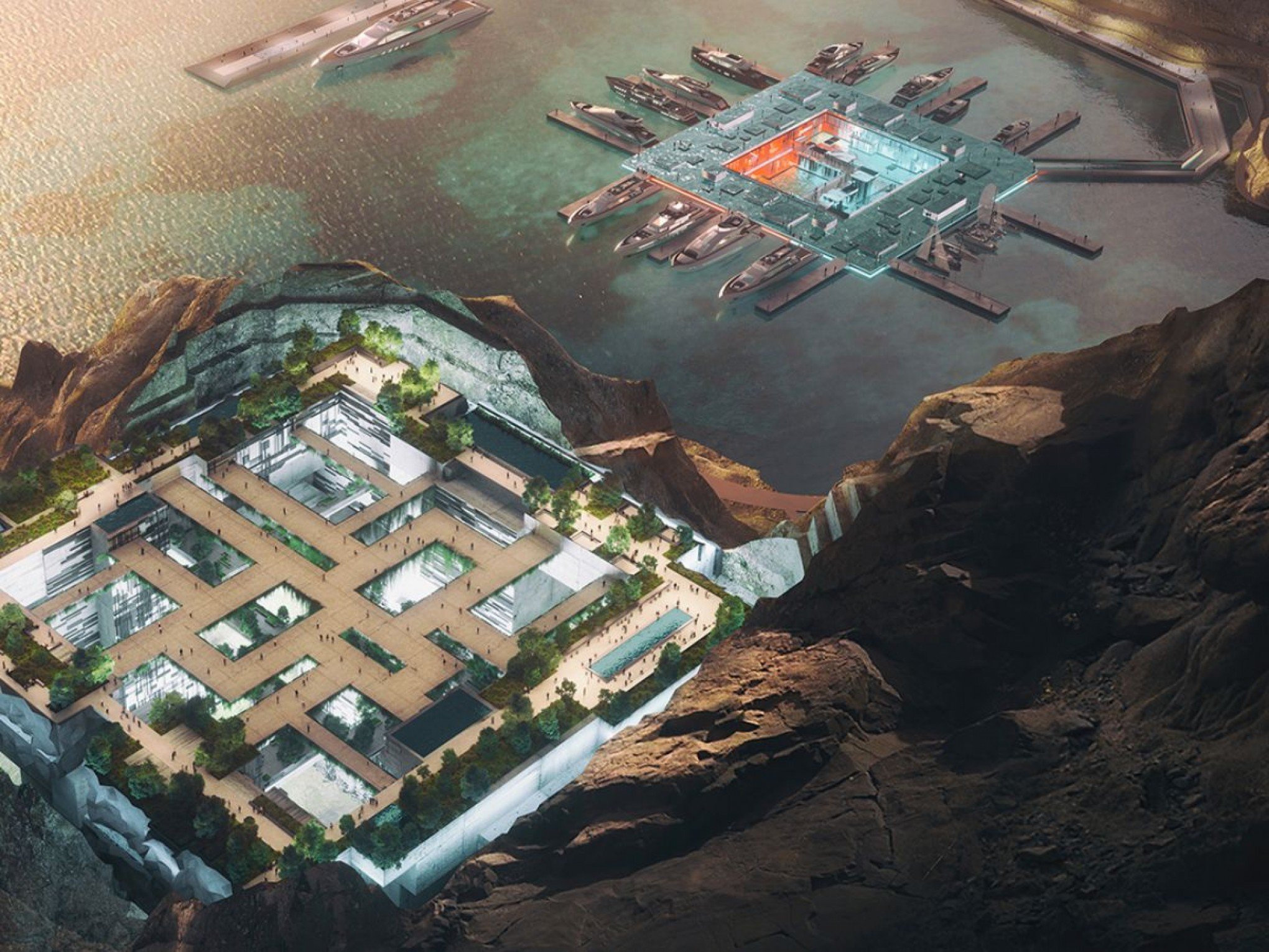 Comunidades subterrâneas tecnológicas e clube privativo, conheça projeto futurista na Arábia Saudita