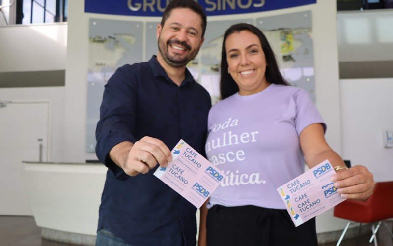 Raizer Ferreira, presidente do PSDB NH, e Ingrid Pauly, presidente do PSDB Mulher Novo Hamburgo | abc+