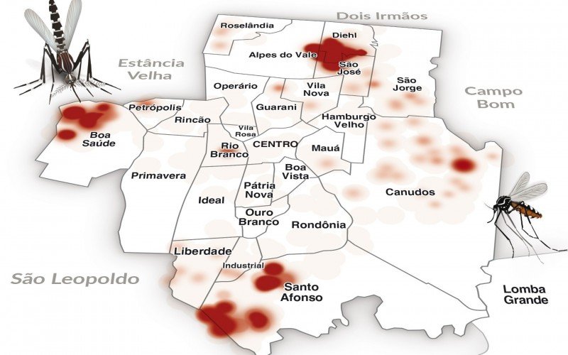 Mapa dengue nos bairros de Novo Hamburgo | abc+