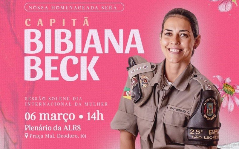 Capitã Bibiana Beck Menezes, será uma das agraciadas com o Troféu Mulher Cidadã