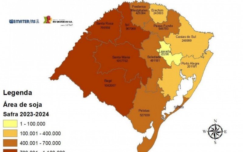 Mapa mostra as principais regiões produtoras de soja no RS | abc+