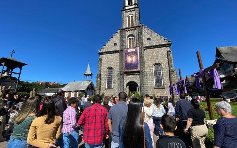 ProcissÃ£o de Ramos ocorreu neste domingo (24), em Gramado