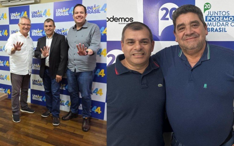 Lourenço estava no PSDB, mudou para o União Brasil de Lüders (na esquerda) na quinta-feira e na sexta, assinou a filiação ao Podemos de Ito Luciano (na direita) | abc+