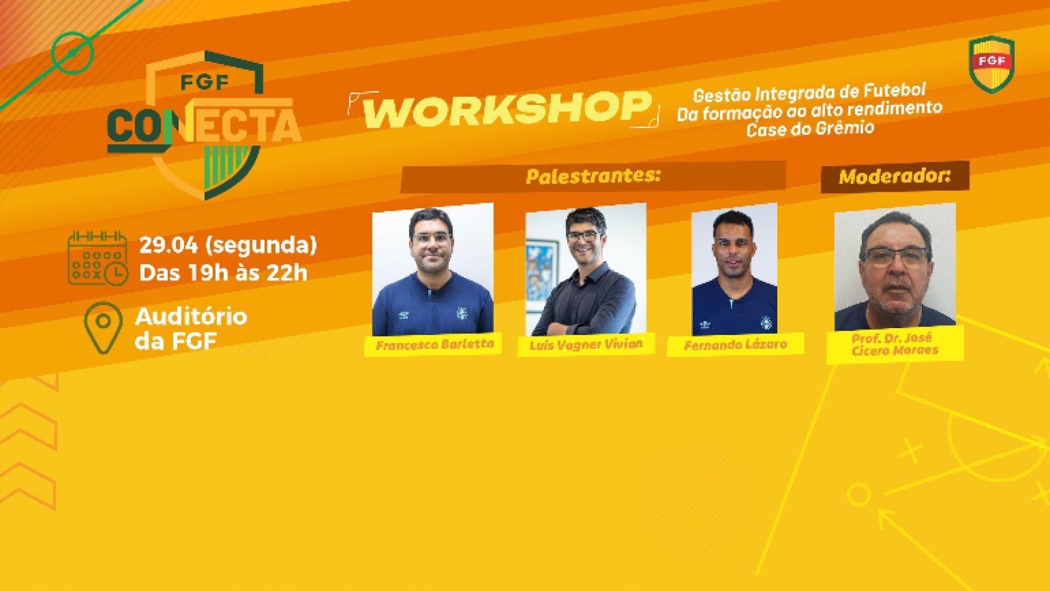 Projeto Conecta promove workshop sobre formação e alto rendimento no futebol com profissionais do Grêmio