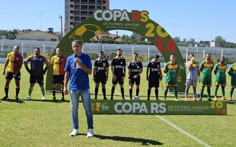 Rodrigo da Silva, secretÃ¡rio do Esporte e Lazer de Campo Bom, na abertura da Copa RS de Futebol Amador