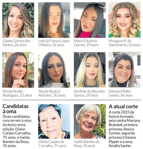 Candidatas Ã  corte da SÃ£o Leopoldo Fest 2024