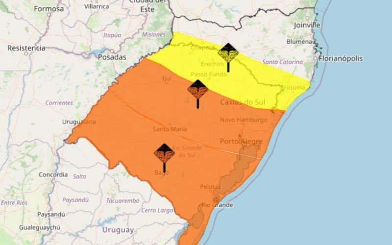 Três alertas são do Instituto Nacional de Meteorologia (Inmet) para tempestades no RS | abc+