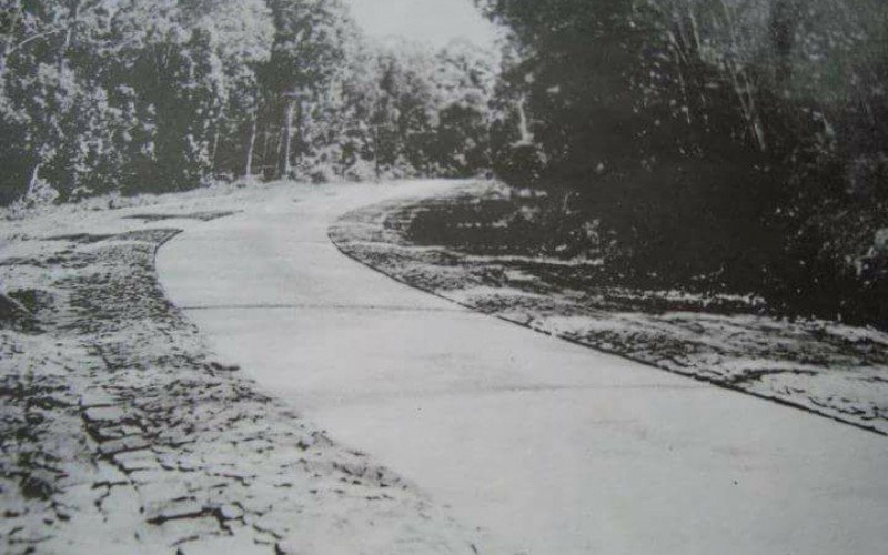 Estrada do Horto com a pavimentação em uma faixa 