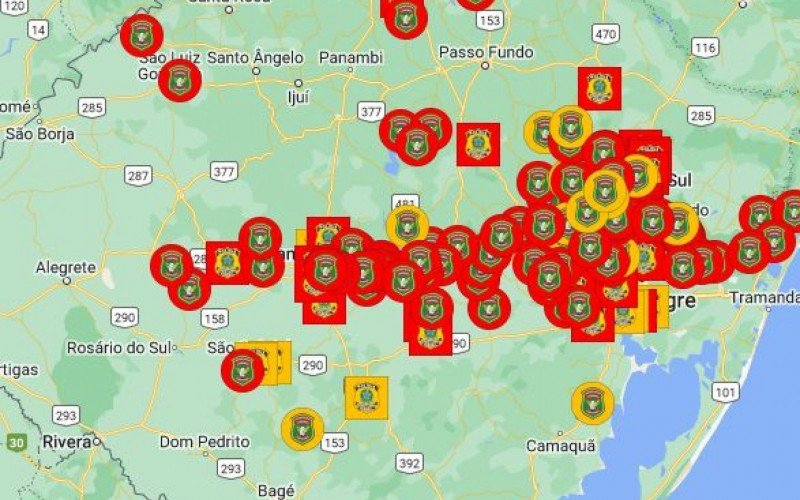 Rodovias estaduais e federais com bloqueios no RS  | abc+