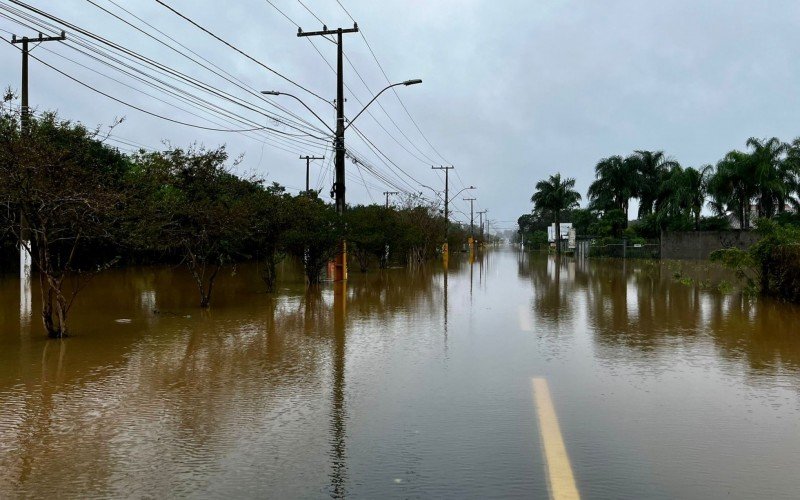 Avenida Imperatriz Leopoldina está totalmente alagada em alguns trechos