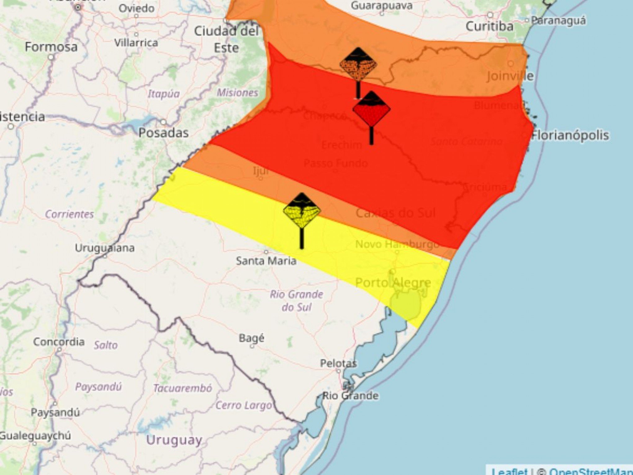 CATÁSTROFE NO RS: Estado tem mais três alertas de perigo para tempestades com grandes acumulados de chuva