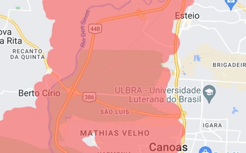 Mapa mostra prováveis áreas de risco na Grande Porto Alegre