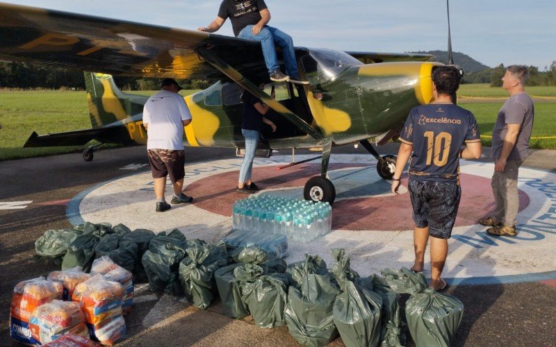 Em Montenegro, aeronaves recebem e entregam donativos e fazem o transporte aéreo de médicos  e medicamentos 