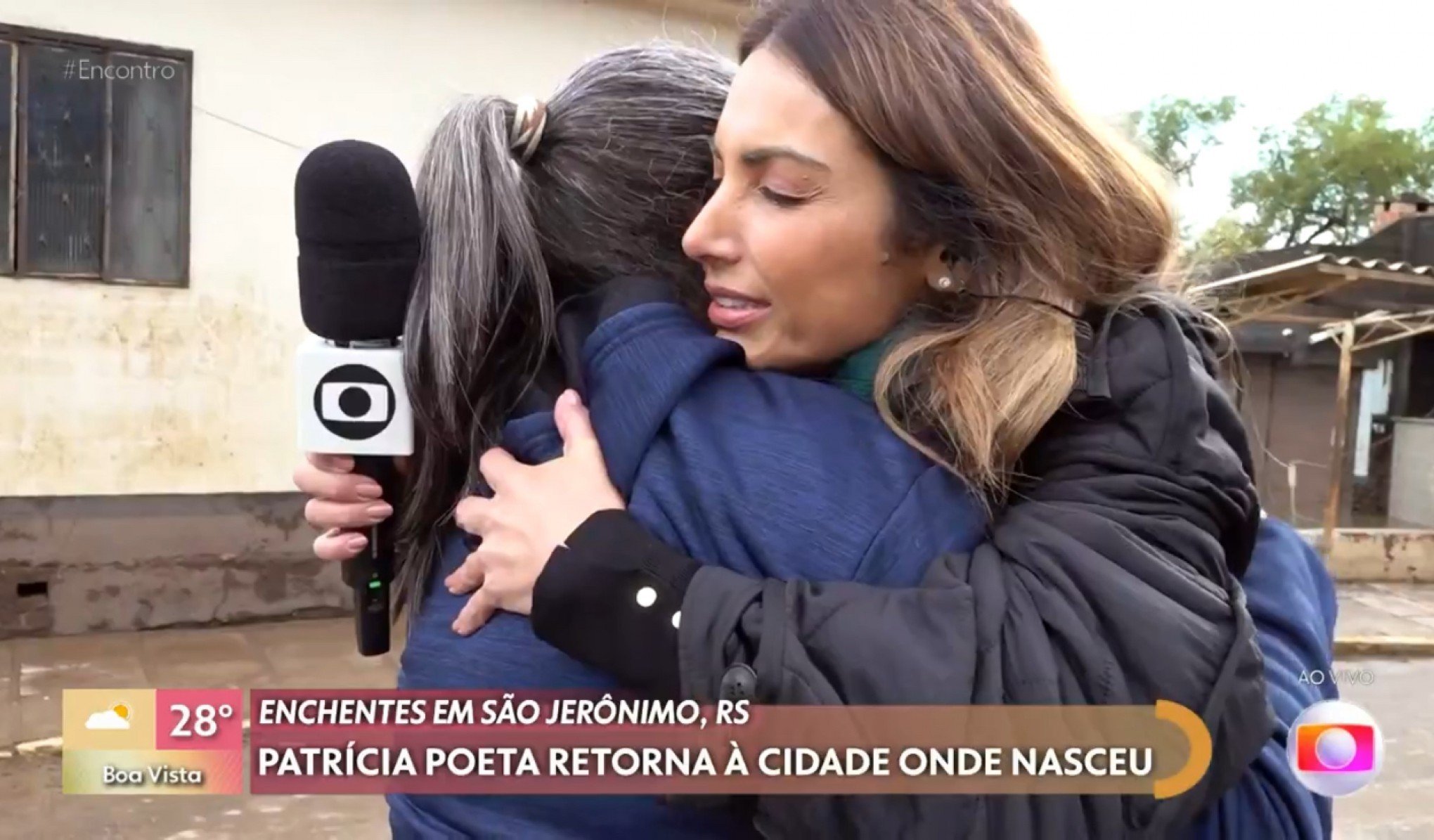 Patrícia Poeta encontra prima durante programa ao vivo sobre enchente em São Jerônimo