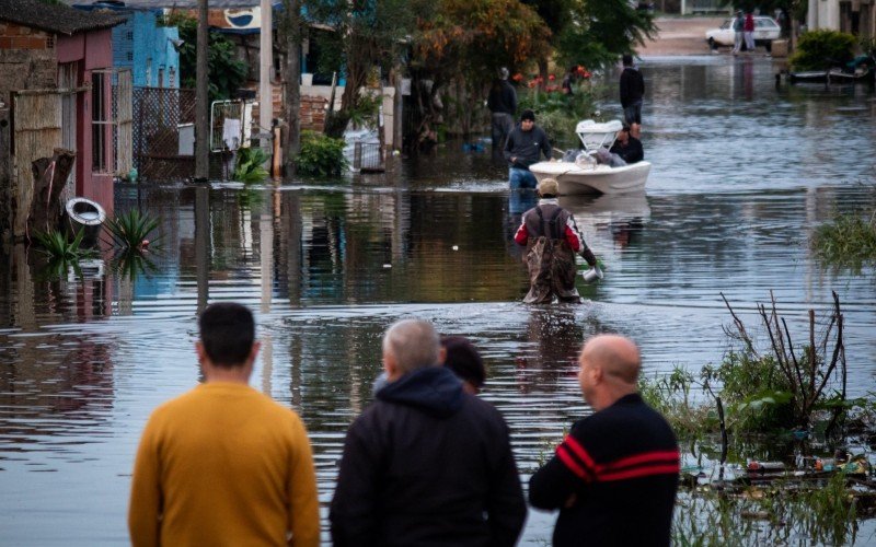 Imagem de maio, quando água da Lagoa dos Patos, invade os locais de risco, gerando enchente em Pelotas | abc+