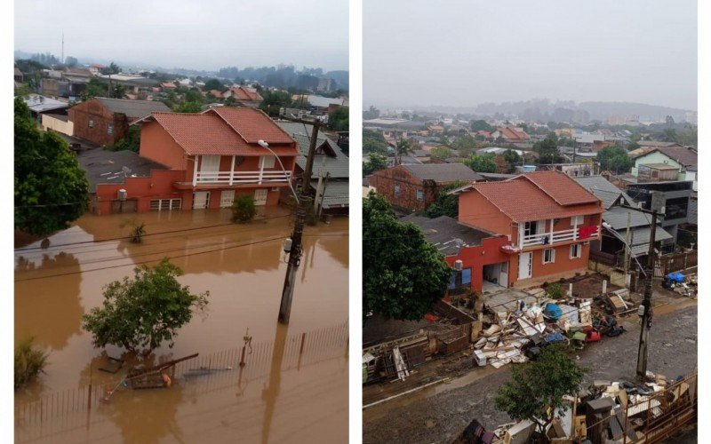 Água que já baixou na via deu lugar a muito entulho retirado das casas, na Rua João Batista de Freitas, na Vila Glória  