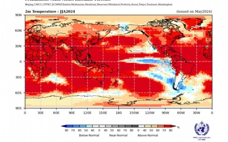 Previsão da temperatura do ar no período de Junho-Agosto de 2024 | abc+