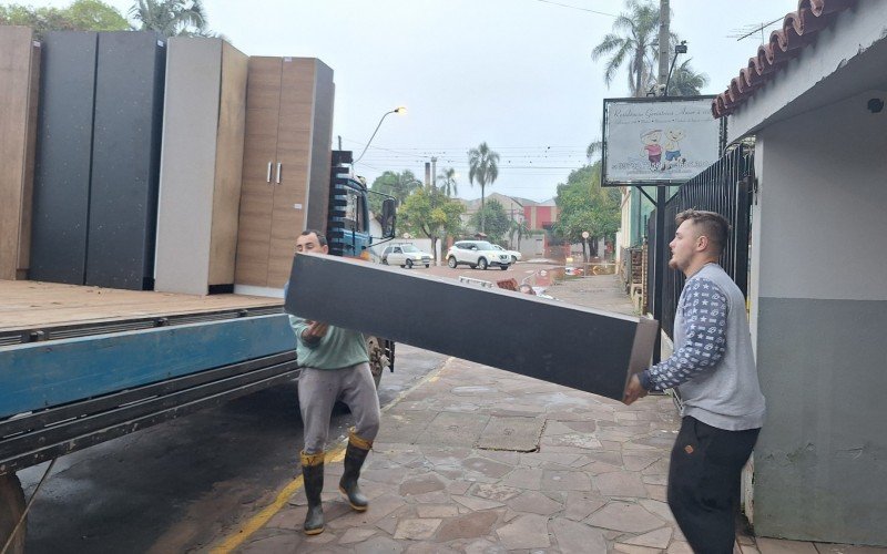 Ruas alagadas em São Sebastião do Caí 