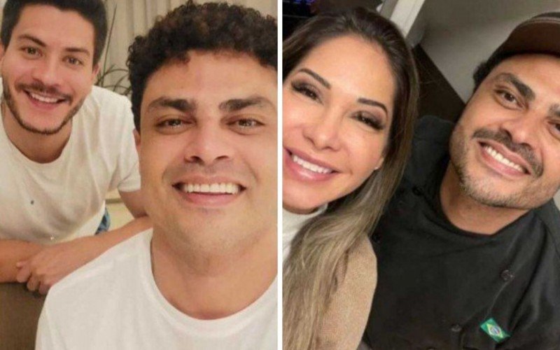 Arthur Aguiar e Maíra Cardi com chef de cozinha Cleitom Martins, de quem a filha do ex-casal, Sophia, debochou do celular | abc+