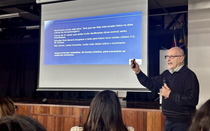 Engenheiro Luiz Bressani apresentou resultados do estudo geotécnico realizado no bairro Piratini, em Gramado