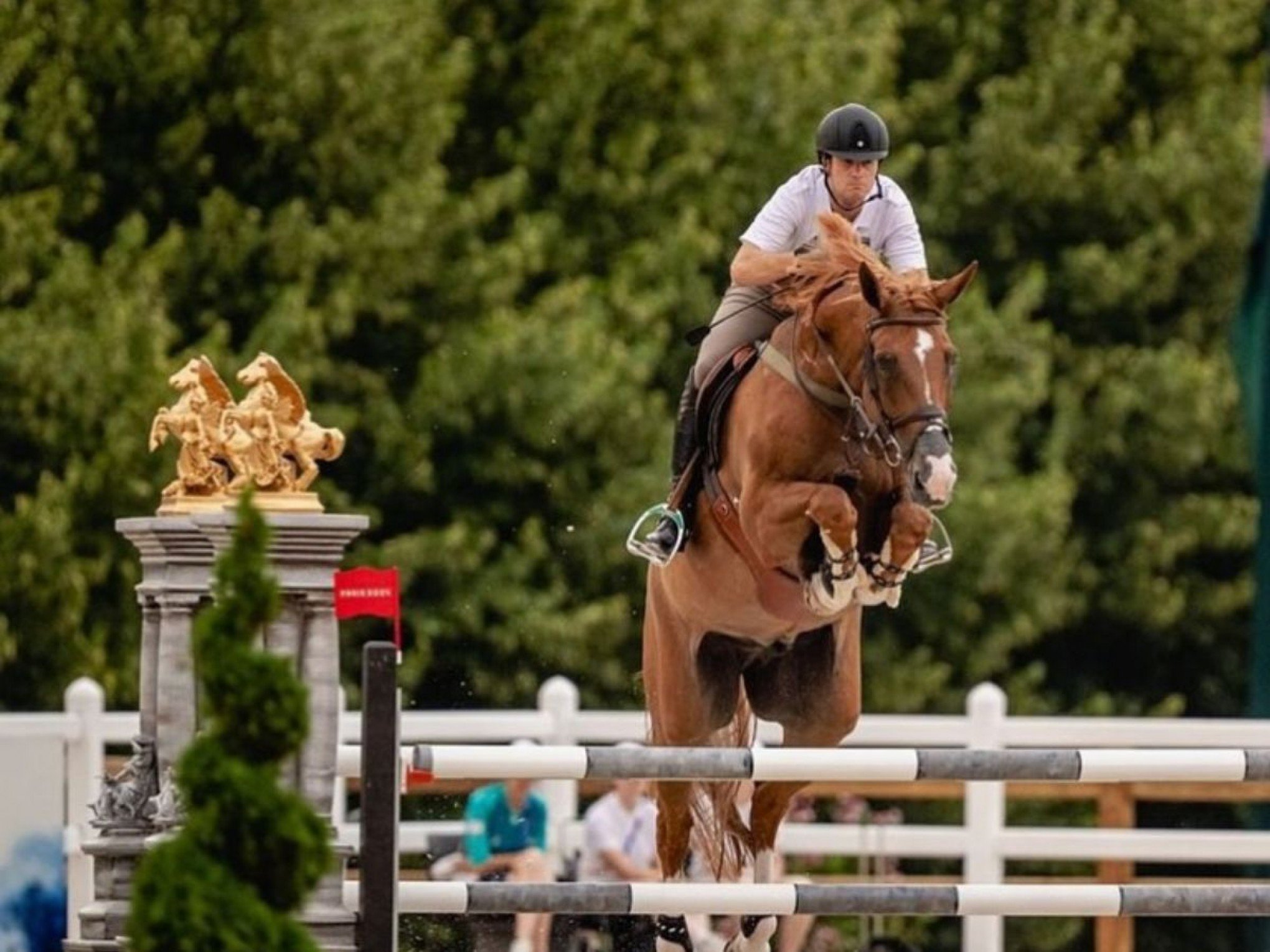 Sangue é encontrado em cavalo e Brasil é eliminado do salto por equipe no hipismo