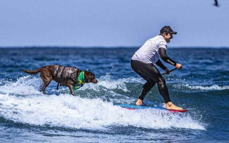 Cacau ganhou o Campeonato Mundial de Surfe para Cachorros de 2024