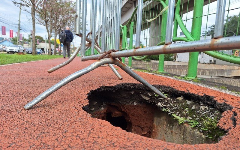 Buraco em ciclovia de Novo Hamburgo  | abc+