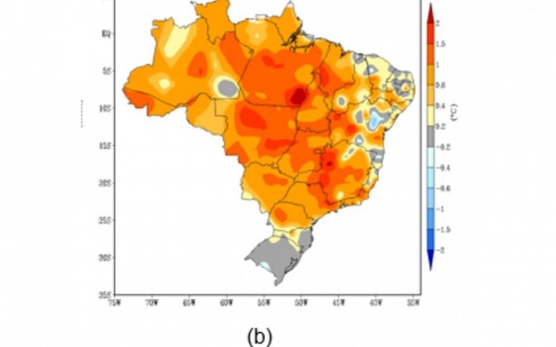 Previsão de calor para setembro: tons em laranja no mapa indicam temperaturas mais altas | abc+