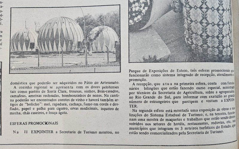 Parte da matéria do Jornal VS de 29 de agosto de 1974 destacava a primeira participação das esferas no parque