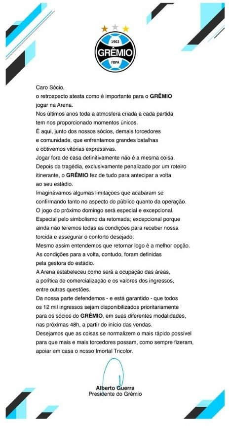 Grêmio responsabiliza administração da Arena por altos valores dos ingressos  | abc+