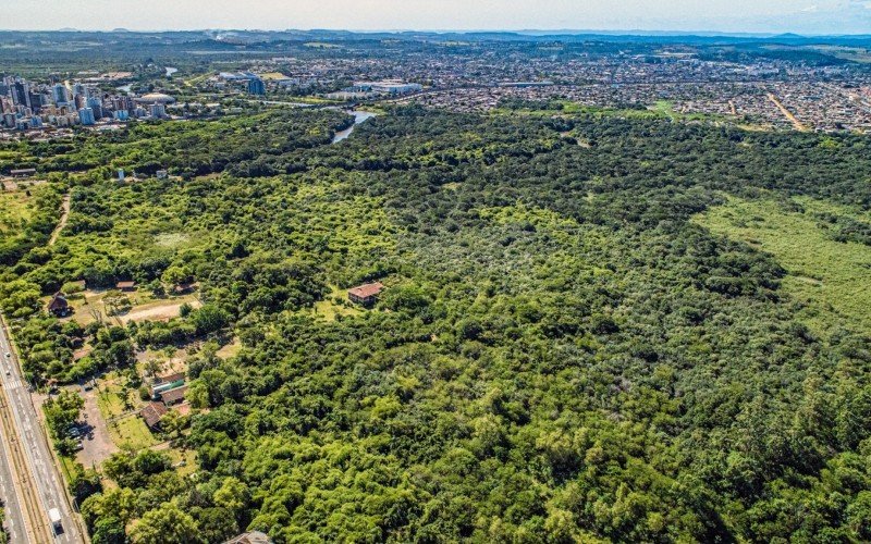 Vista aérea do Parque Imperatriz, em São Leopoldo