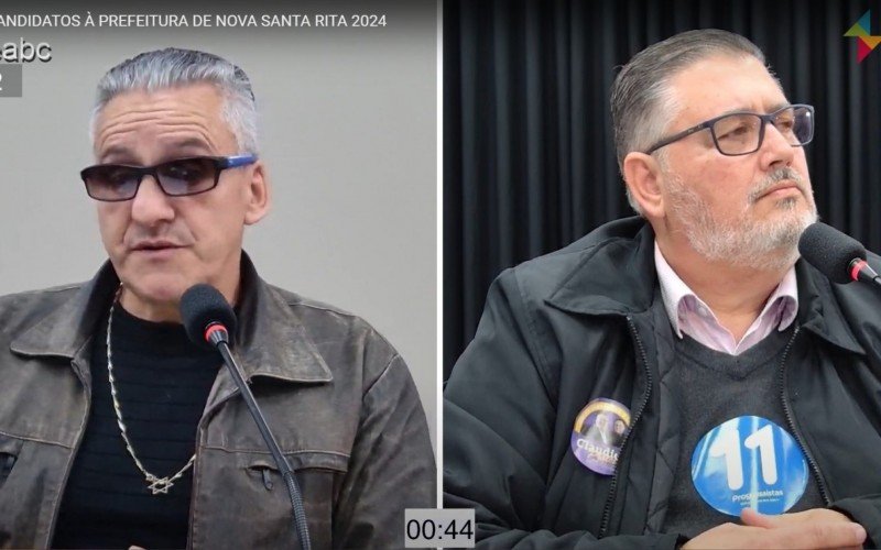 Edson Duarte (PSDB) e Cláudio Prates (PP) no debate dos candidatos à Prefeitura de Nova Santa Rita | abc+