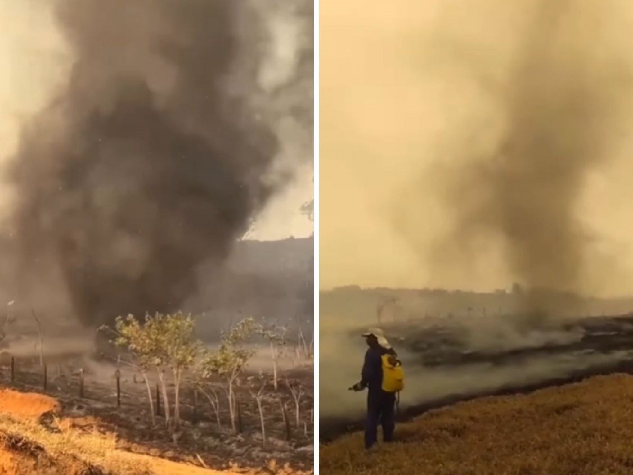 VÍDEO: Queimadas provocam redemoinhos de fumaça e "chuva" de fuligem em SP