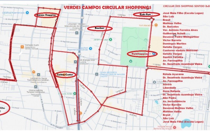 Itinerário da Linha Circular Shoppings