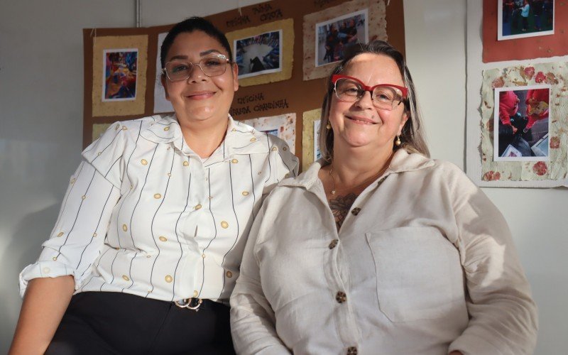 Iliane e Nilza fizeram suas reflexões na roda de conversa sobre religião