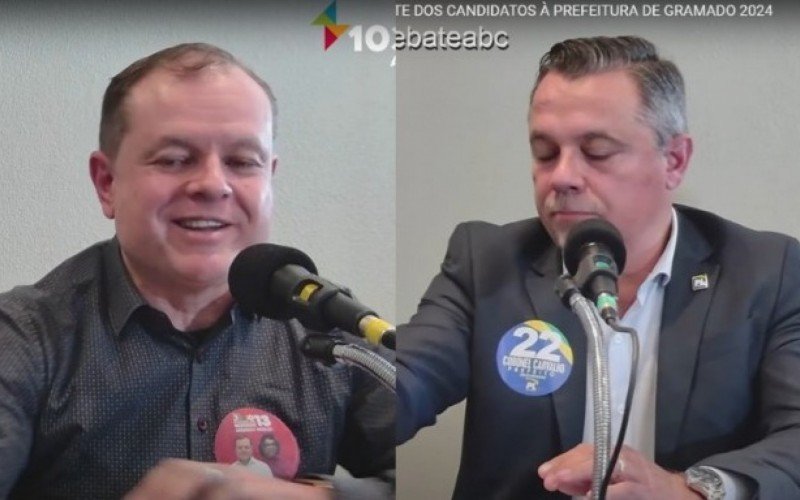 Julio Dorneles (PT) e Coronel Carvalho (PL) no debate dos candidatos à Prefeitura de Gramado | abc+