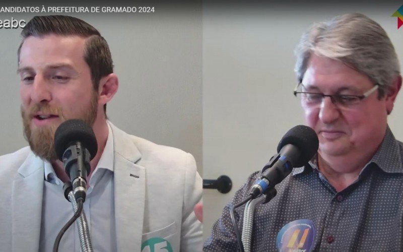 Renan Sartori (MDB) e Nestor Tissot (PP) no debate dos candidatos à Prefeitura de Gramado | abc+