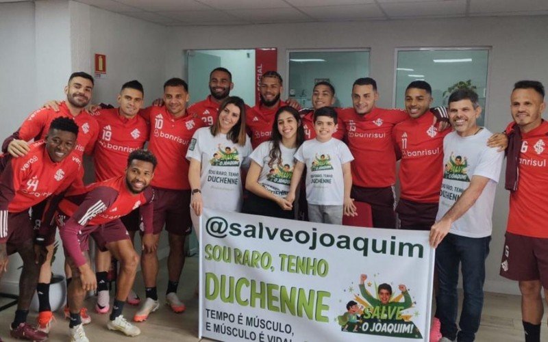 Joaquim teve a chance de realizar um sonho: visitar o Beira Rio e conhecer os jogadores do Internacional