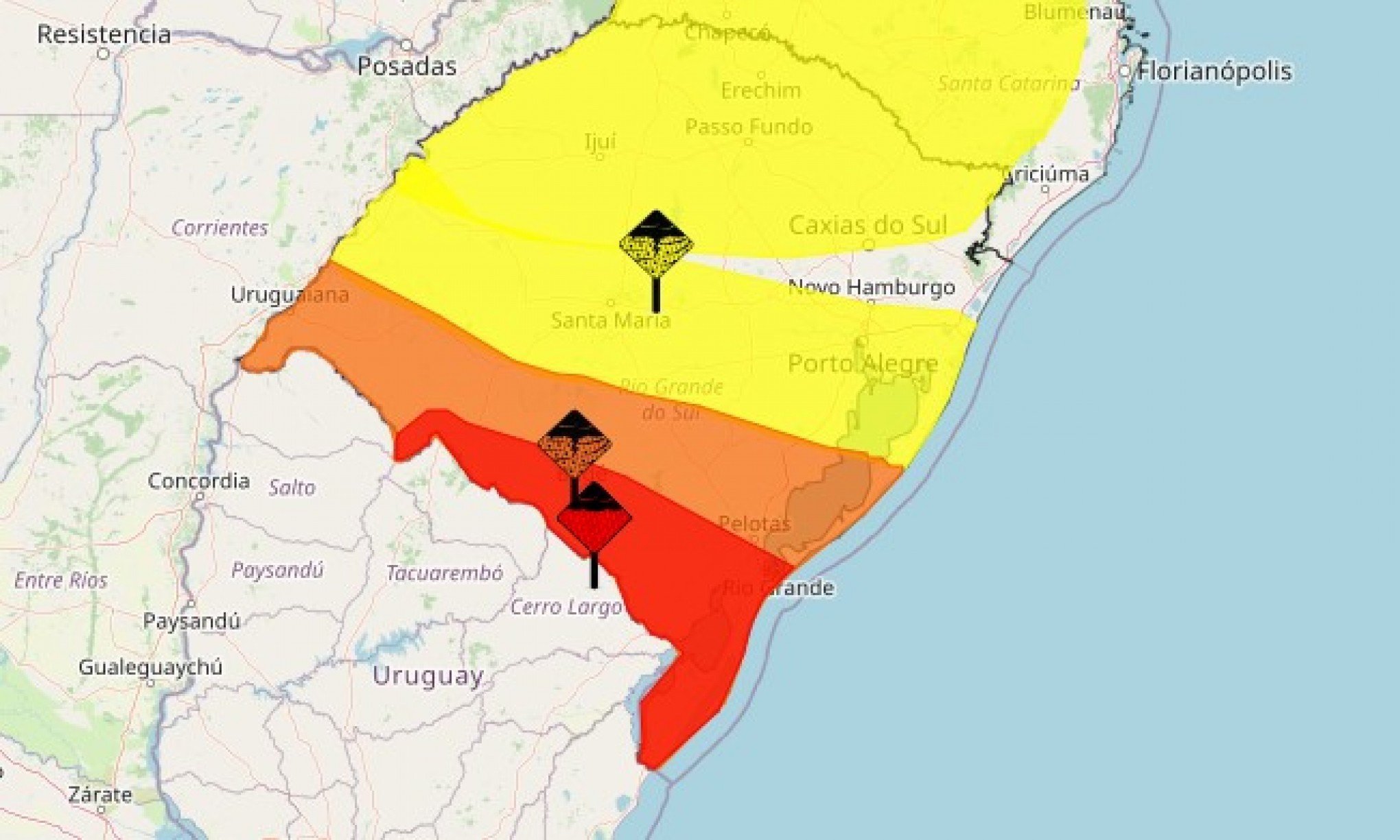  RS tem 4 alertas meteorológicos do Inmet e três são de temporais; veja o que esperar