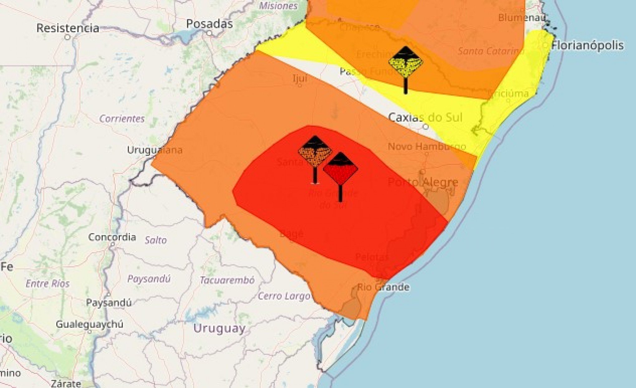 PREVISÃO DO TEMPO: Inmet emite dois novos alertas para riscos de temporais no RS; confira