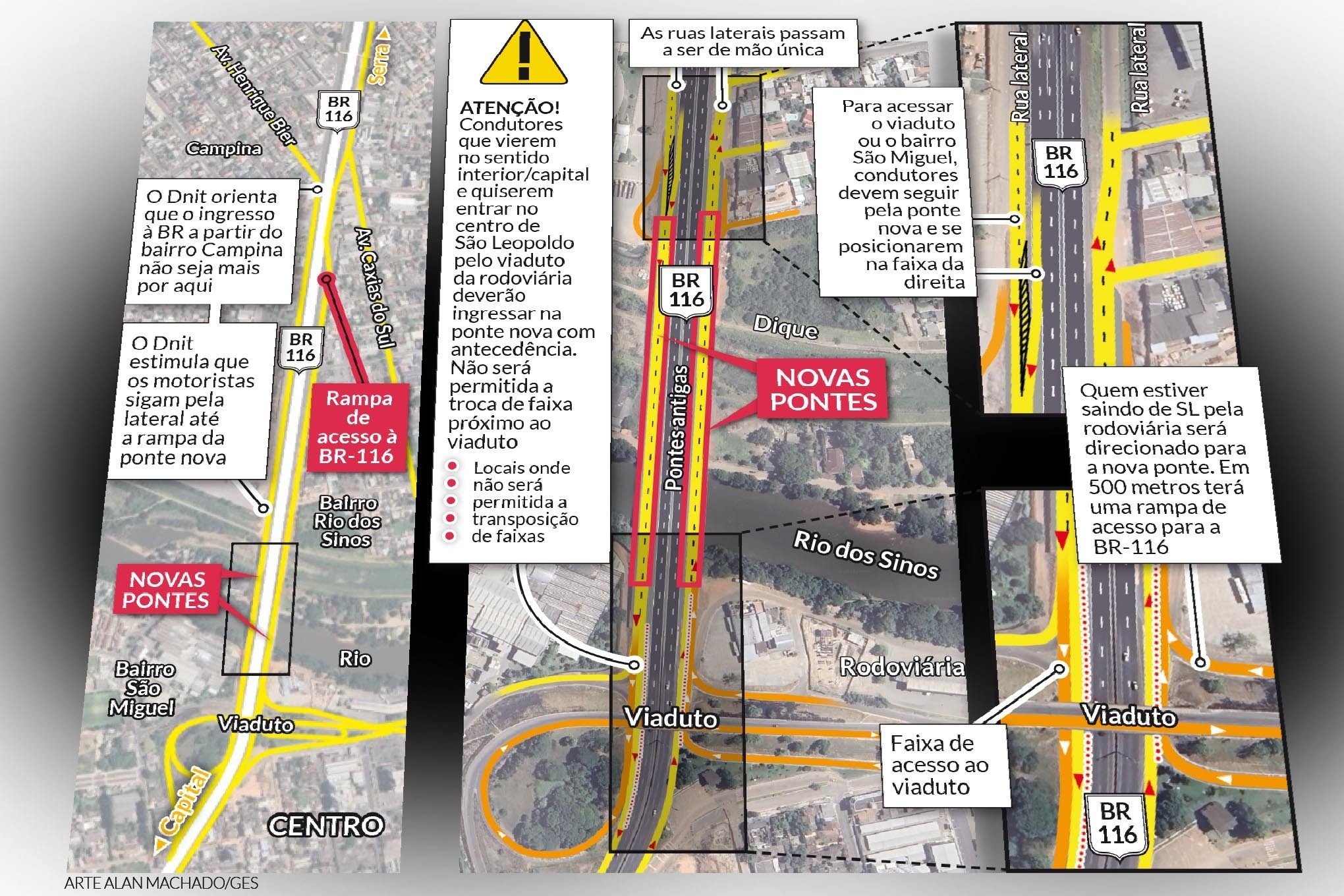 Mapa ponte nova na BR 116  | abc+