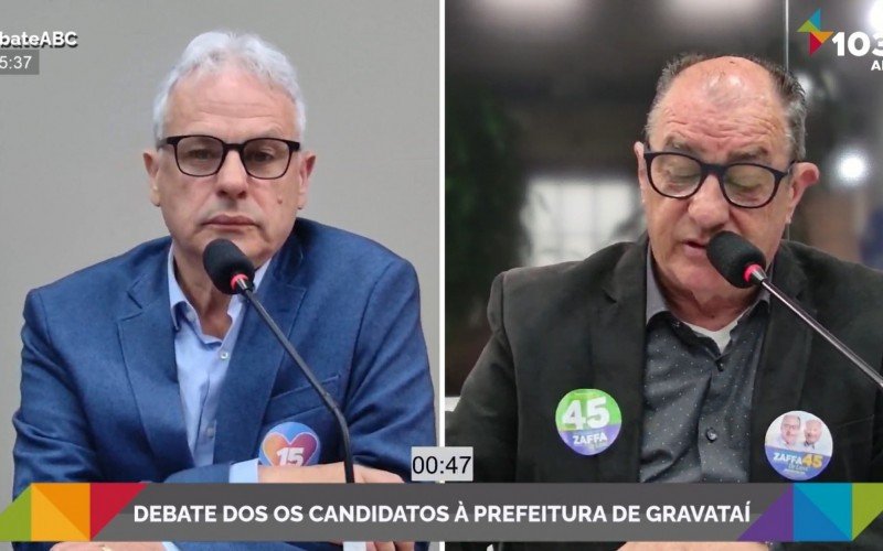 Marco Alba e Zaffa no debate dos candidatos à Prefeitura de Gravataí | abc+