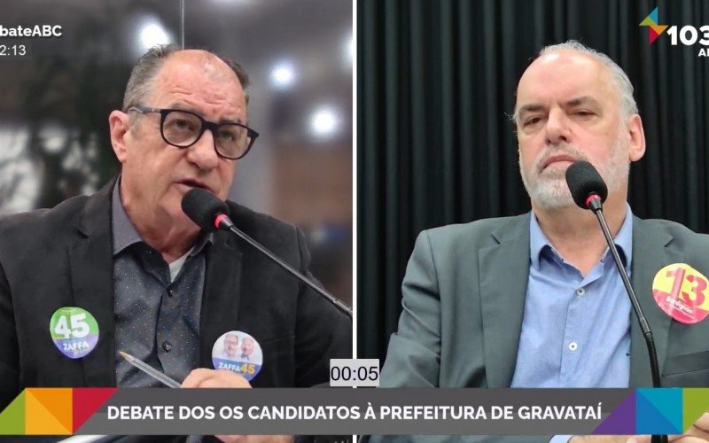 Zaffa e Daniel Bordignon no debate dos candidatos à Prefeitura de Gravataí | abc+