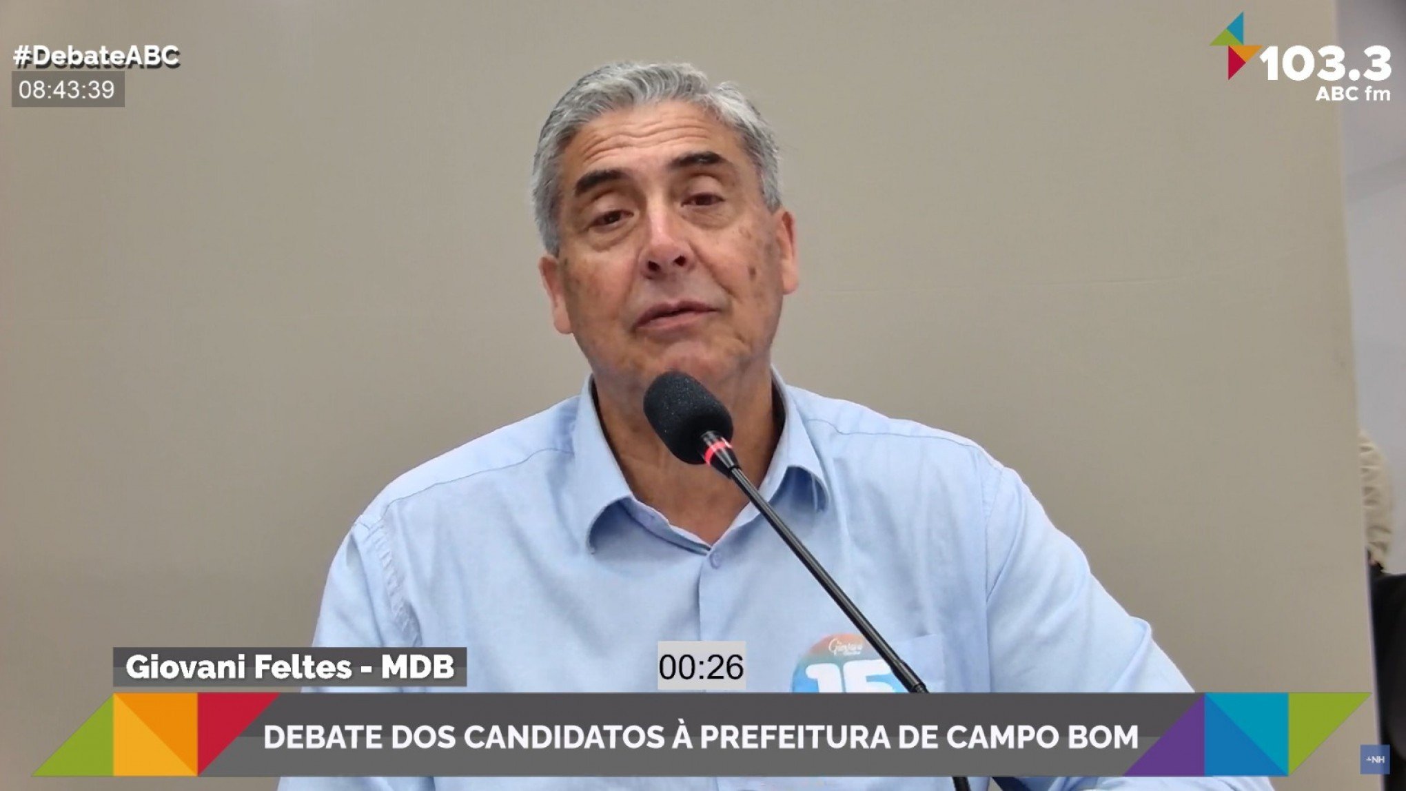 VÍDEO: Giovani Feltes no segundo debate dos candidatos à Prefeitura de Campo Bom