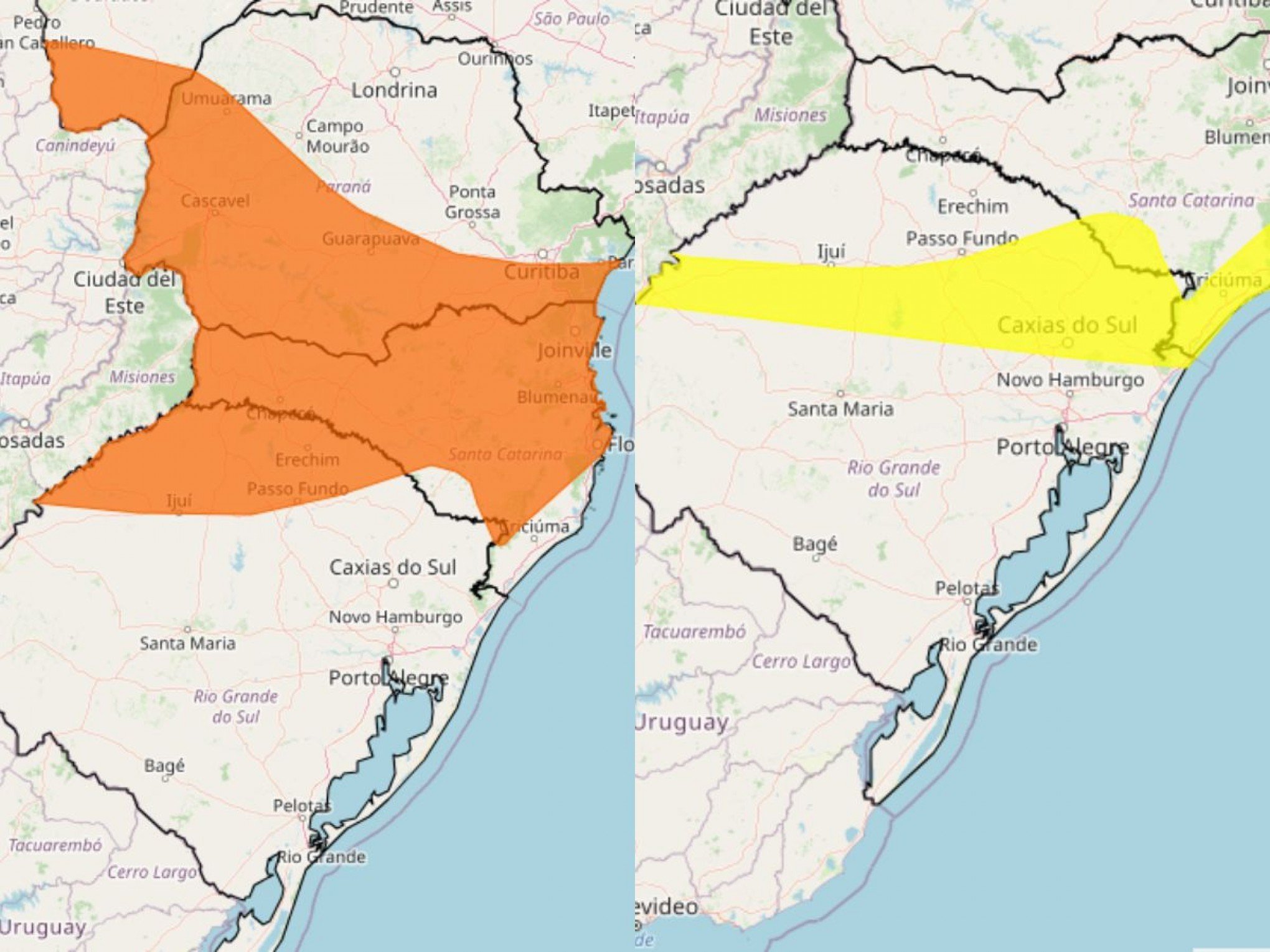 PREVISÃO DO TEMPO: Inmet publica dois alertas para temporais no Rio Grande do Sul