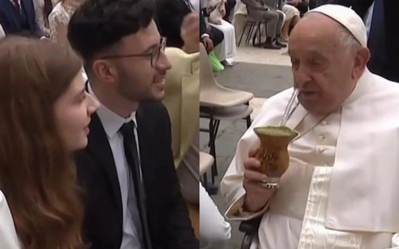 Papa toma chimarrão de casal  da Diocese de NH | abc+